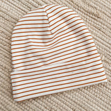 Beanie - Streifen Cognac/Weiß