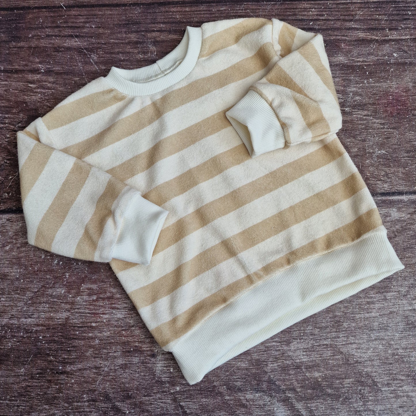 Oversize Pullover - Frottee Streifen