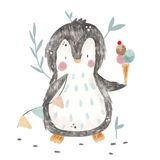 Bügelbild | Pinguin mit Eis